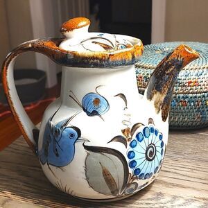 Ken Edwards Collection Extra Large Coffee Pot Hand Painted Tonala Pottery Signed